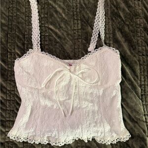 Edikted Lace Trim White Camisole Top